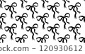 Bow ribbon pattern seamless. Vector print with white and black Christmas background. Cute crayon bows. Simple charcoal small trendy ribbon for Birthday, Christmas, Halloween. Basic doodle knot pattern 120930612