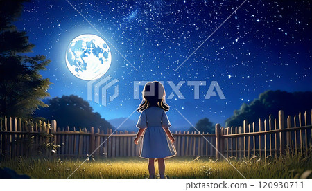 月光夜空與女孩 120930711