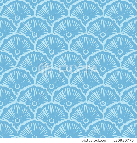 Mushroom linocut cups vector seamless pattern. Japanese traditional ornament. Seamless hand draw fish scales pattern. 120930776