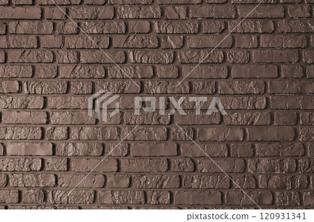 Brown colored brick wall texture, architecture building, masonry of stone blocks background 120931341