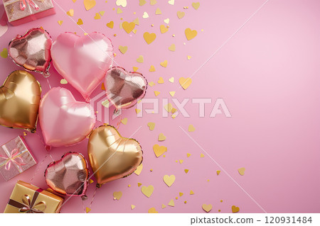 Beautiful greeting card with bright holiday composition for happy and joy celebrate valentines day Beautiful greeting card with bright holiday composition for happy and joy celebrate valentines day 120931484