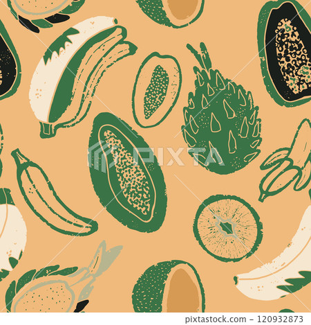 exotic fruits seamless pattern on a blue exotic fruits seamless pattern on a blue 120932873