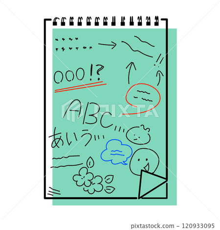 Illustration of a ring memo pad with doodles_02 Illustration of a ring memo pad with doodles_02 120933095