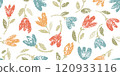 Flower pattern. Floral seamless background. Simple spring tulip. Crayon abstract vector hand drawn illustration. Easter spring floral pattern. Chalk crayon doodle print. Simple flower brush design bg 120933116