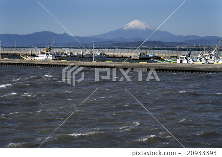 Fuji mountain view from Enoshima island, Japan. Fuji mountain view from Enoshima island, Japan. 120933393