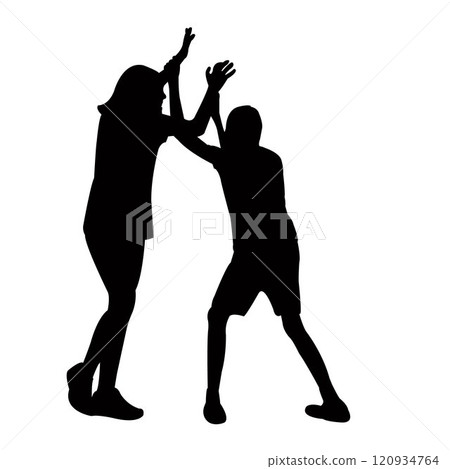 two children fighting silhouette vector two children fighting silhouette vector 120934764