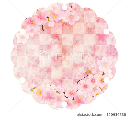 Background material with golden snowflake lines and Yoshino cherry blossoms Background material with golden snowflake lines and Yoshino cherry blossoms 120934886