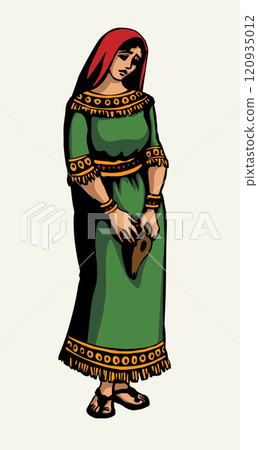 Vector drawing. Girl with a lamp Vector drawing. Girl with a lamp 120935012