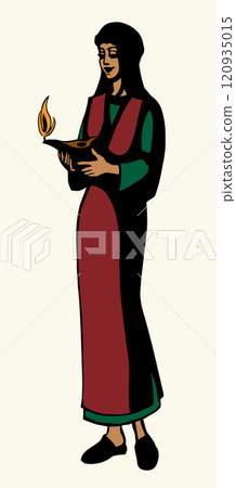 Vector drawing. Girl with a lamp Vector drawing. Girl with a lamp 120935015