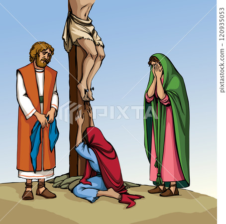 Vector drawing. Jesus on the cross 120935053