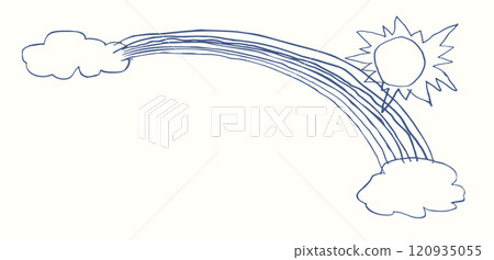 Vector drawing in childish style. Beautiful rainbow 120935055