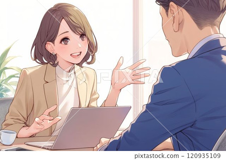 Salesperson explaining the product_Illustration 2 Salesperson explaining the product_Illustration 2 120935109