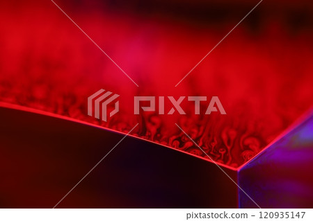 Red and blue fluid reflections on black background, liquid abstraction, colour waves, deep dark backgrounds, geometric water shapes Red and blue fluid reflections on black background, liquid abstraction, colour waves, deep dark backgrounds, geometric water shapes 120935147