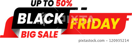Black friday sale banner showcasing incredible discounts of up to fifty percent off, celebrating the biggest shopping day of the year with vibrant colors and enticing offers 120935214