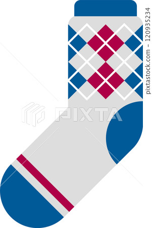 Warm argyle sock featuring a traditional diamond pattern in rich shades of blue and red, providing a stylish and cozy option for fashionable footwear during chilly seasons Warm argyle sock featuring a traditional diamond pattern in rich shades of blue and red, providing a stylish and cozy option for fashionable footwear during chilly seasons 120935234