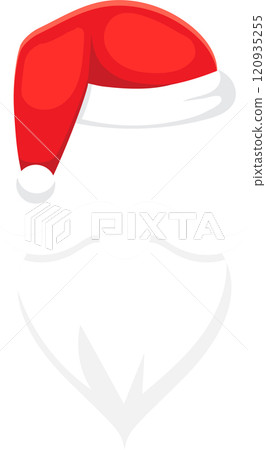 Festive illustration showcasing santa claus s iconic red hat and fluffy white beard, capturing the essence of christmas tradition and holiday cheer 120935255