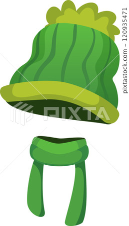 Green winter hat and scarf set providing cozy warmth and comfort, ensuring protection against cold weather while enhancing style during chilly seasons and outdoor adventures 120935471
