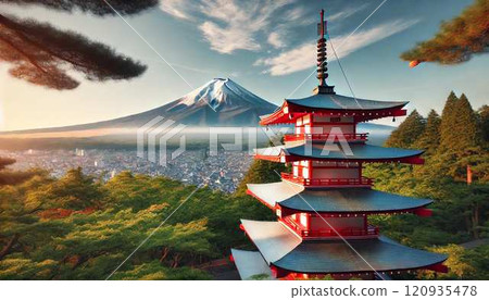 富士山的壯麗景色和日本文化的本質 120935478
