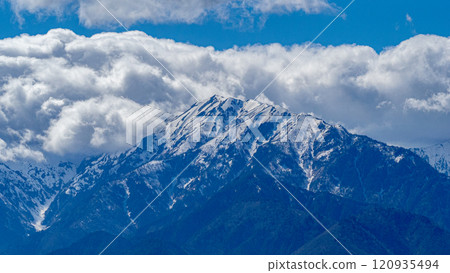 Clouds and the Northern Alps, Omachi City, Nagano Prefecture 120935494