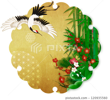 Golden snowflake and pine, bamboo and plum background material Golden snowflake and pine, bamboo and plum background material 120935560
