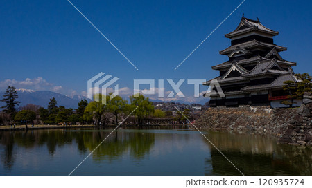 Clear skies and Matsumoto Castle, Matsumoto City, Nagano Prefecture 120935724