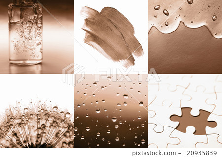 Abstract collage showcasing earth tones and natural textures in harmony 120935839