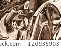 Abstract metallic surface with reflections in soft brown tones 120935903