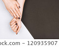 Manicure in trendy brown Mocha and Mousse colors - trendy color of 2025 year 120935907