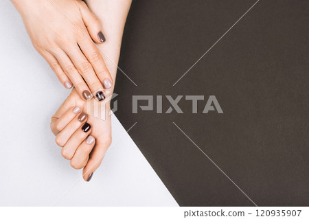 Manicure in trendy brown Mocha and Mousse colors - trendy color of 2025 year Manicure in trendy brown Mocha and Mousse colors - trendy color of 2025 year 120935907