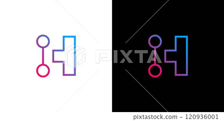Modern Abstract Gradient Technology H Logo on White and Black Background 120936001