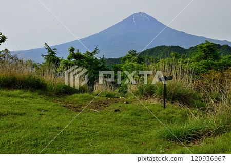 Mount Fuji in early summer as seen from Oishi Pass on the old Wakahikoji Highway in the Misaka Mountains 120936967