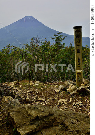 從山梨百座名山之一的Settugatake山頂看初夏的御坂山脈和富士山 120936995