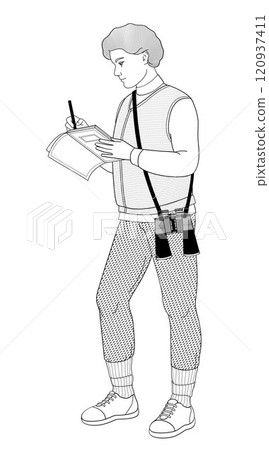 women, binoculars, vector 120937411
