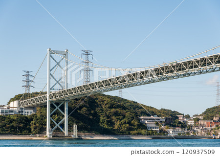 [從諾福克廣場看北九州門司港關門海峽與關門大橋] 120937509