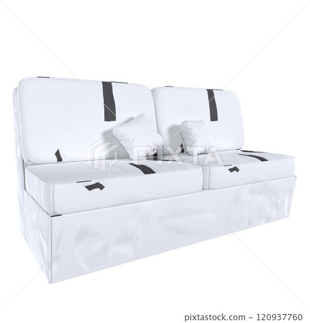 Modern white sofa with black accents on isolated background Modern white sofa with black accents on isolated background 120937760