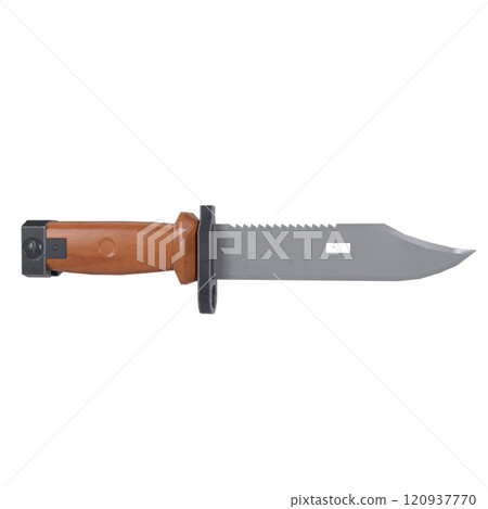 Military style knife with wooden handle and protective features 120937770
