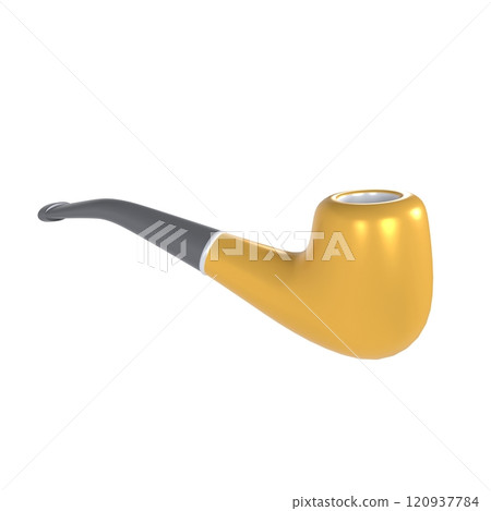 Stylish yellow and gray smoking pipe isolated on white background Stylish yellow and gray smoking pipe isolated on white background 120937784