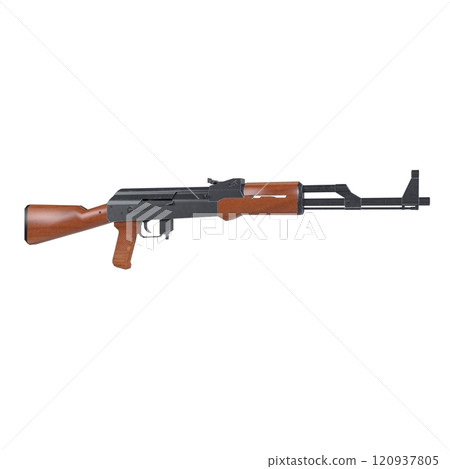 Black and brown semi-automatic gun on white background Black and brown semi-automatic gun on white background 120937805