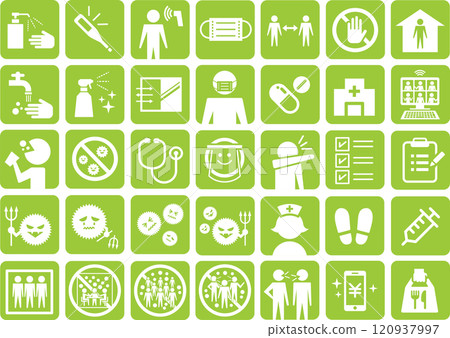 防病毒，新的生活方式圖標集 120937997