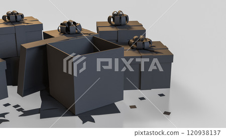 The Black gift box for celebration or holiday concept 3d rendering. The Black gift box for celebration or holiday concept 3d rendering. 120938137
