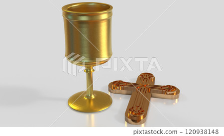 The Holy grail and cross for religious concept 3d rendering. The Holy grail and cross for religious concept 3d rendering. 120938148