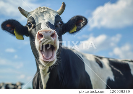 牛帶著驚訝的表情 120939289
