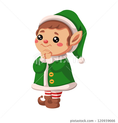 Cute little elf with cocoa cup flat color vector character 120939666