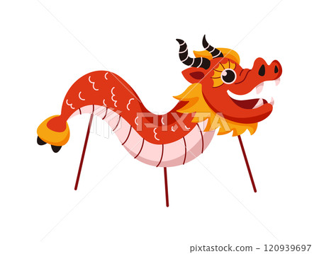 Traditional Chinese dragon puppet flat color vector object 120939697
