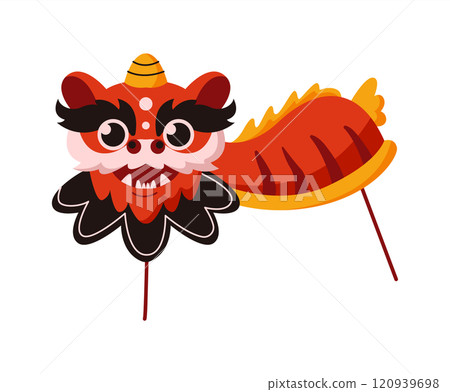 Chinese dragon celebrating lunar New Year flat vector object 120939698