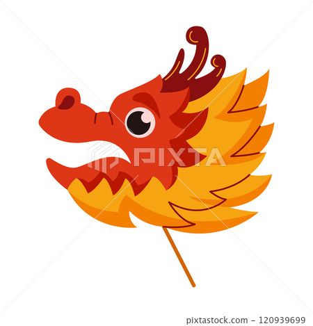 Traditional Chinese dragon puppet flat color vector object 120939699