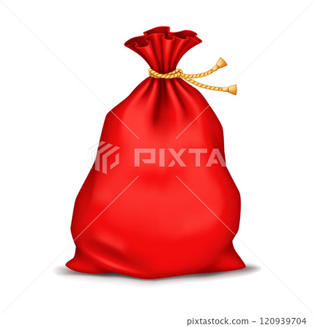 Red Christmas bag with gifts realistic vector illustration 120939704