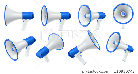 Loudspeakers blue elements realistic vector illustration Loudspeakers blue elements realistic vector illustration 120939742