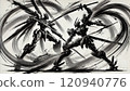 Ink painting of fighting robots 120940776