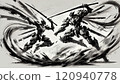 A futuristic robot fighting ink painting 120940778